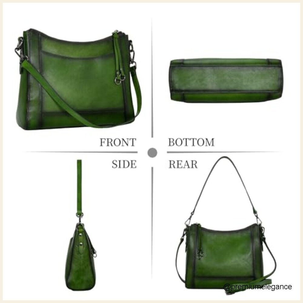 Genuine Leather Crossbody Hobo Bag with Adjustable Straps Medium Size - Picture 5 of 7